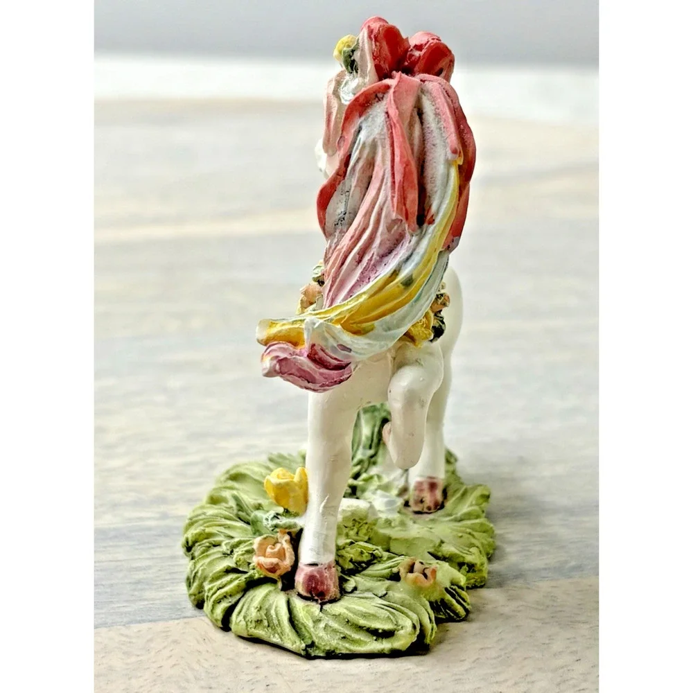 VTG UNICORN RAINBOW MYTHICAL SCULPTURE MINIATURE RESIN FIGURINE - Picture 4 of 8